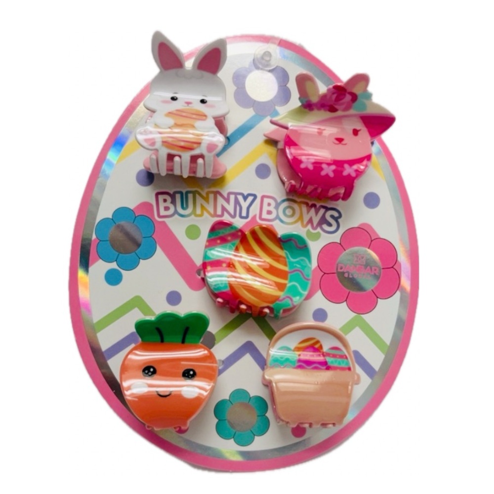 NWT 💖🐰🥕 Danbar Easter Bunny Bows hair clips set of 5